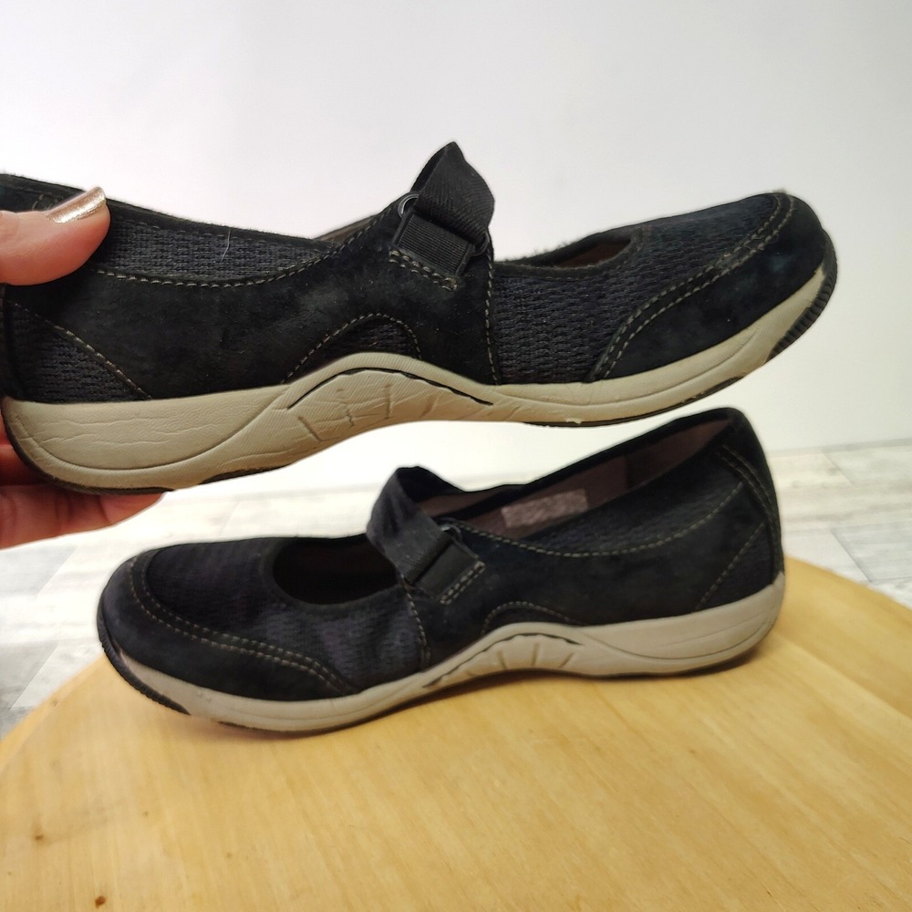 Comfortcore Mary Jane Shoes Black Leather Hook Strap Wedge Womens 7.5 Dansko - Picture 5 of 17